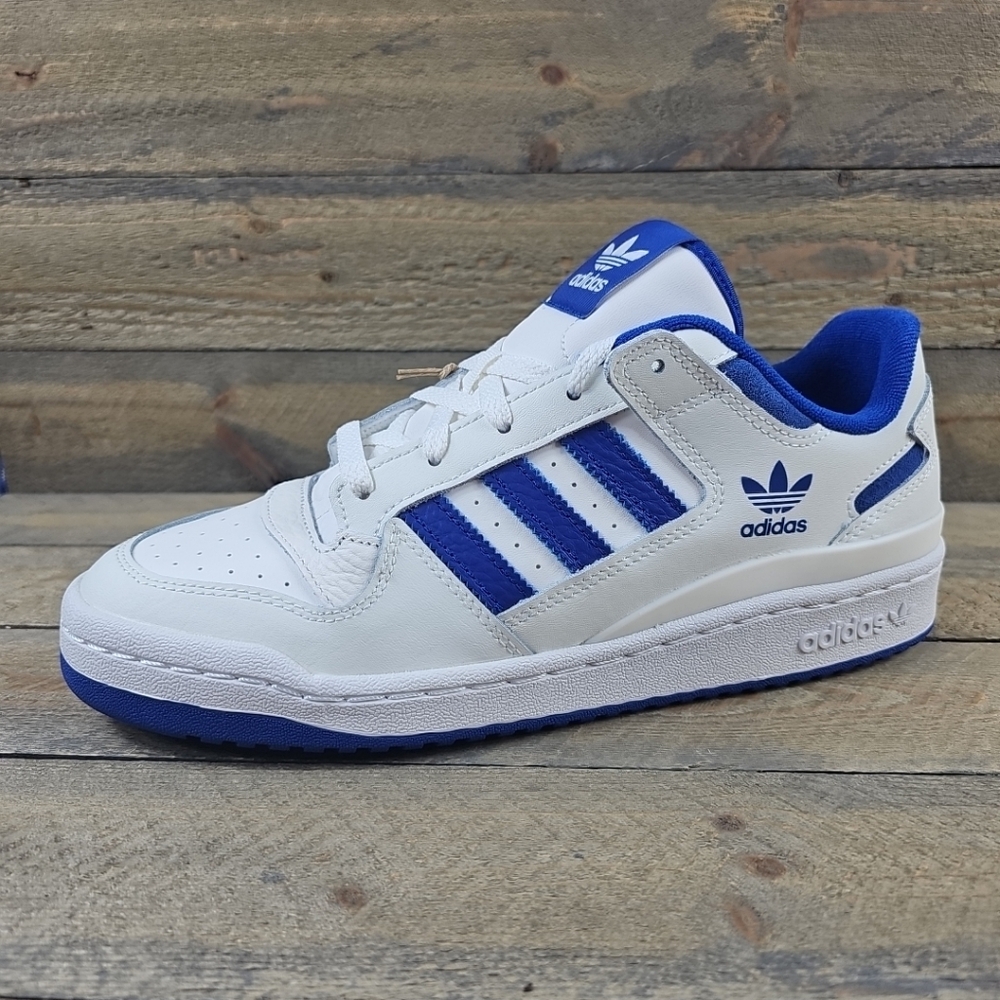adidas Men's Originals Forum Low CL Shoes Core White/Royal Blue - Picture 3 of 13